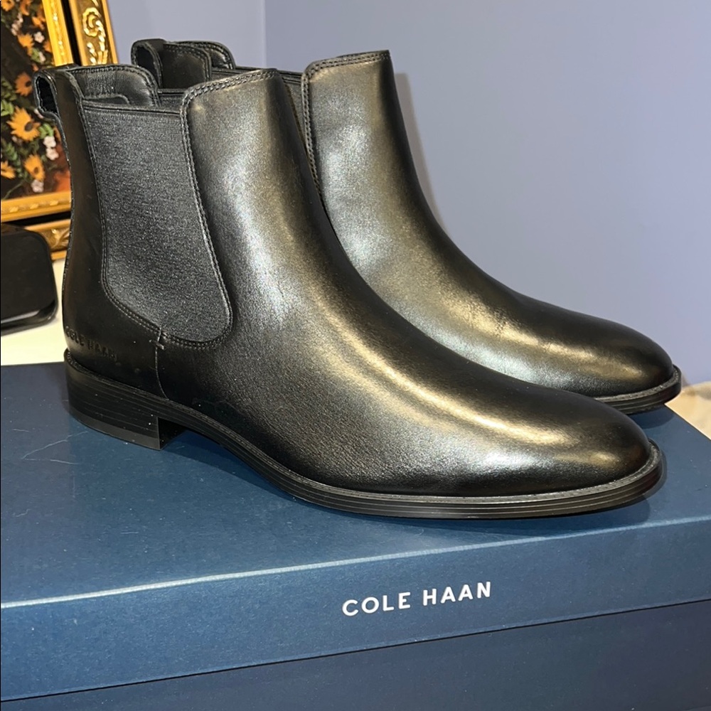 Cole Haan Men's Black Leather Ankle Boots